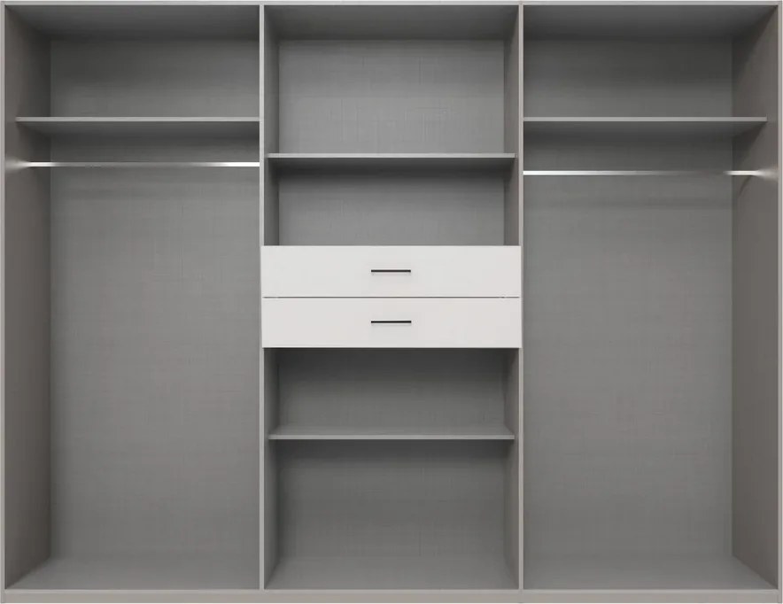 Šatníková skriňa so zrkadlami Düsseldorf, 270 cm, biela