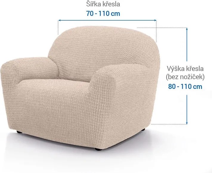 Super strečové poťahy RUBINIA smotanová kreslo (š. 70 - 110 cm)