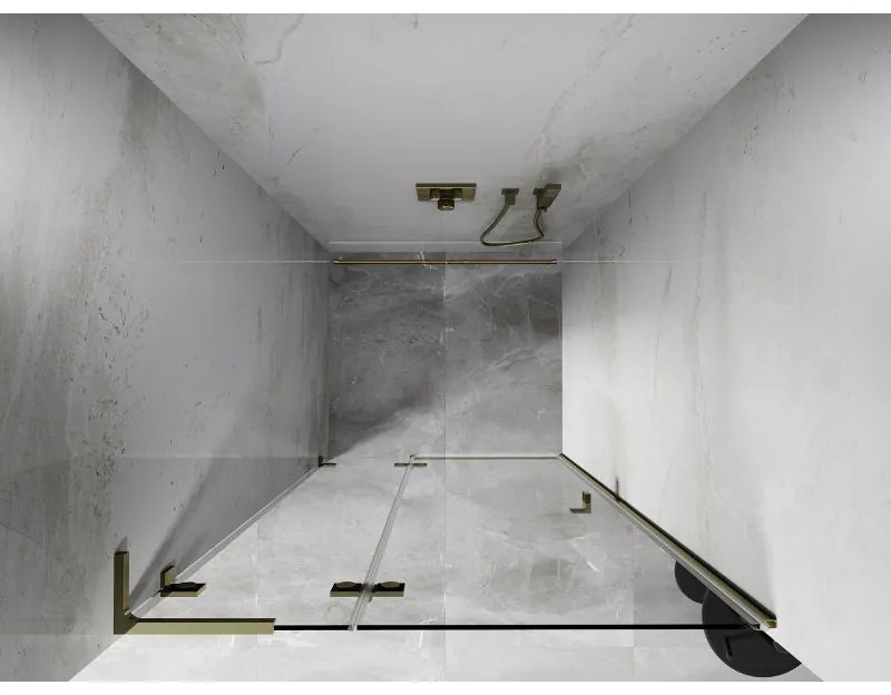 Mexen, Mexen Lunar L výklopné ľavé sprchové dvere 110 cm, transparentné, zlaté - 834L-110-000-50-00-L