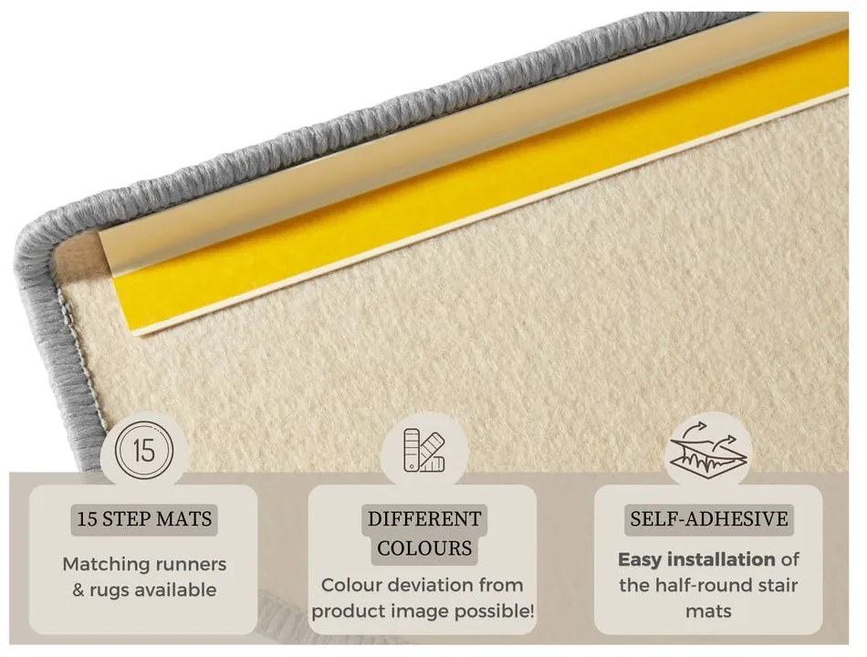 Sivé priľnavé nášľapy na schody v súprave 15 ks 23x65 cm Fancy – Hanse Home