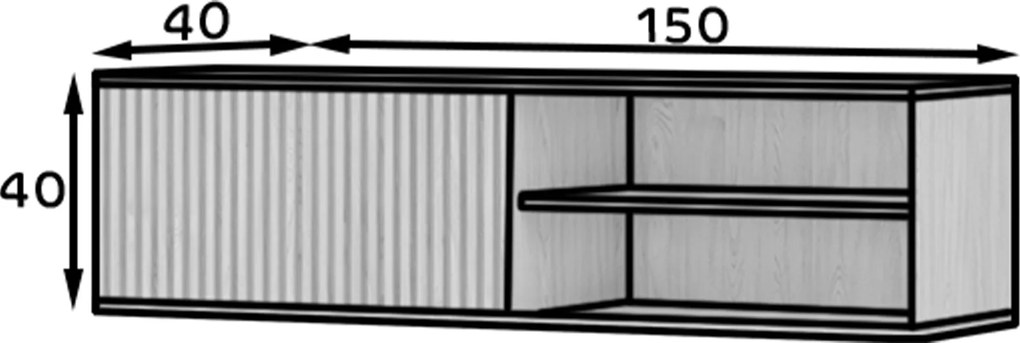 AKCIA Nástenný TV stolík ENTSIAN 150x40cm, dub artisan II. akosť