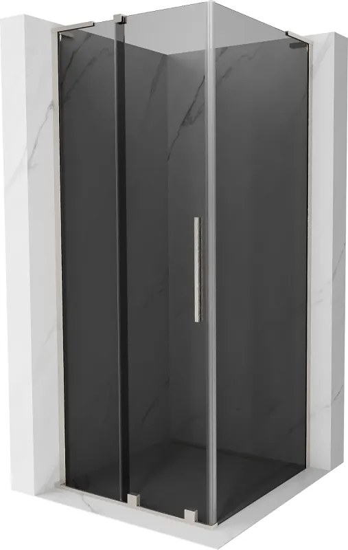 Mexen Velar L, sprchový kút s posuvnými dverami 110 x 110 cm, 8mm šedé sklo, brúsená oceľ, 871-110-110-43-97