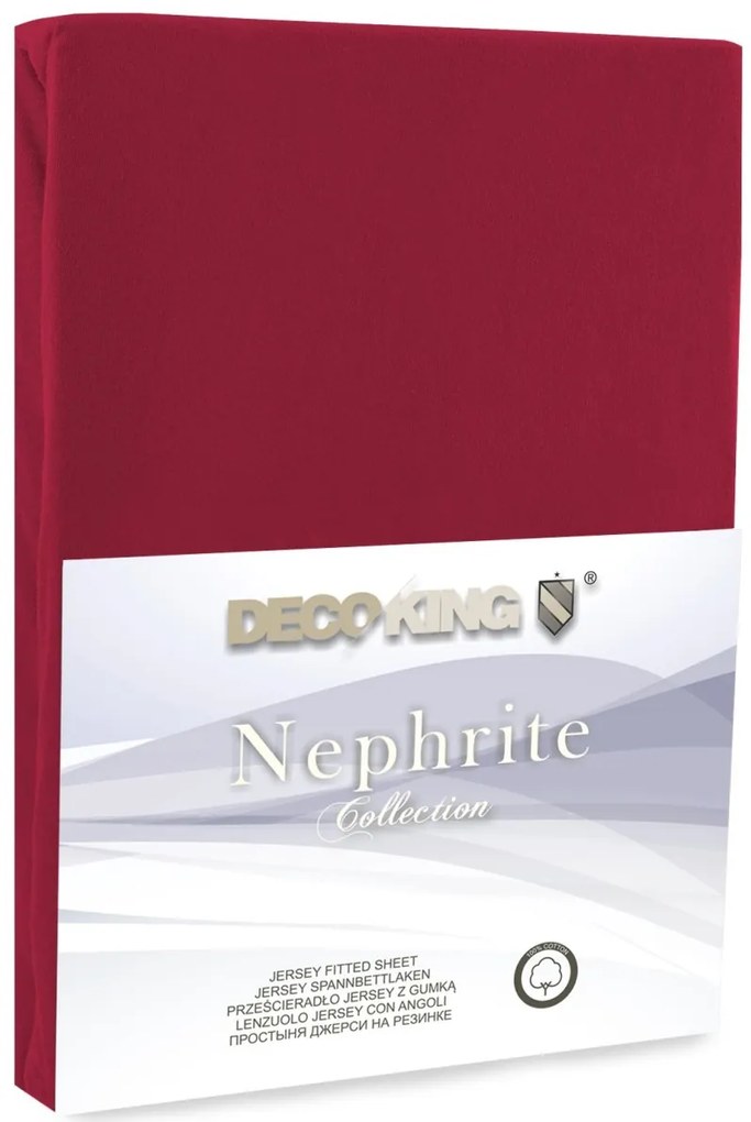 Bavlnené jersey prestieradlo s gumou DecoKing Nephrite tmavočervené