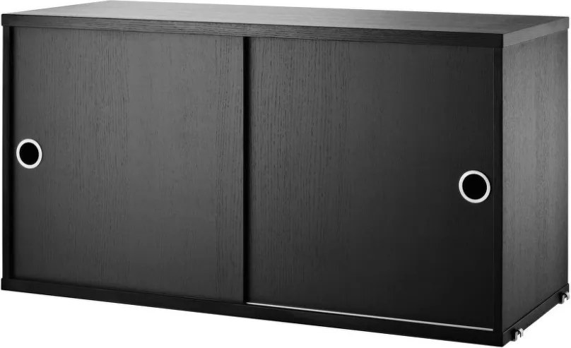 String Komoda String Cabinet With Sliding Doors 78 x 30, black