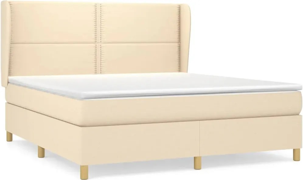 vidaXL Kontinentálna posteľ s matracom, krémová, tkanina, 180 x 200 cm