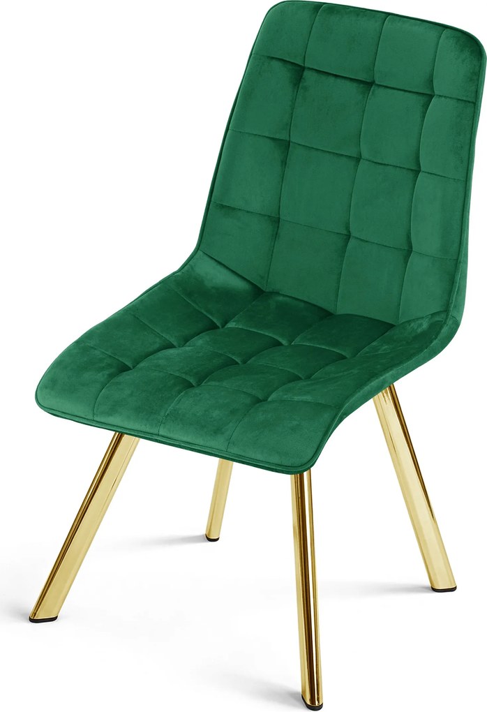 Jedálenská stolička CIEZA VELVET so zlatými nohami, zelená