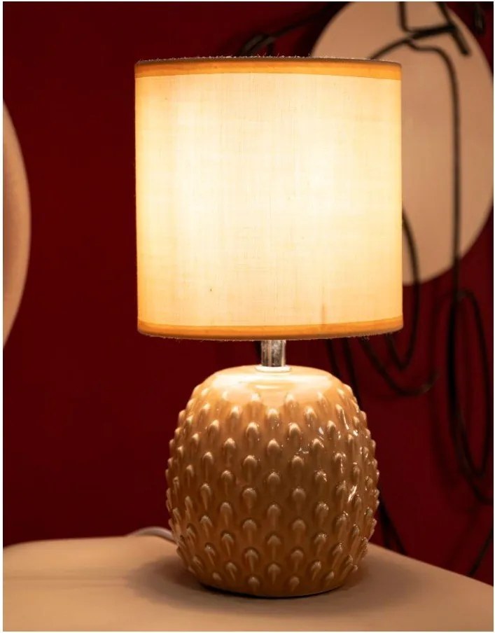Broskyňová keramická stolová lampa s textilným tienidlom (výška 27 cm) Pontus – Mauro Ferretti