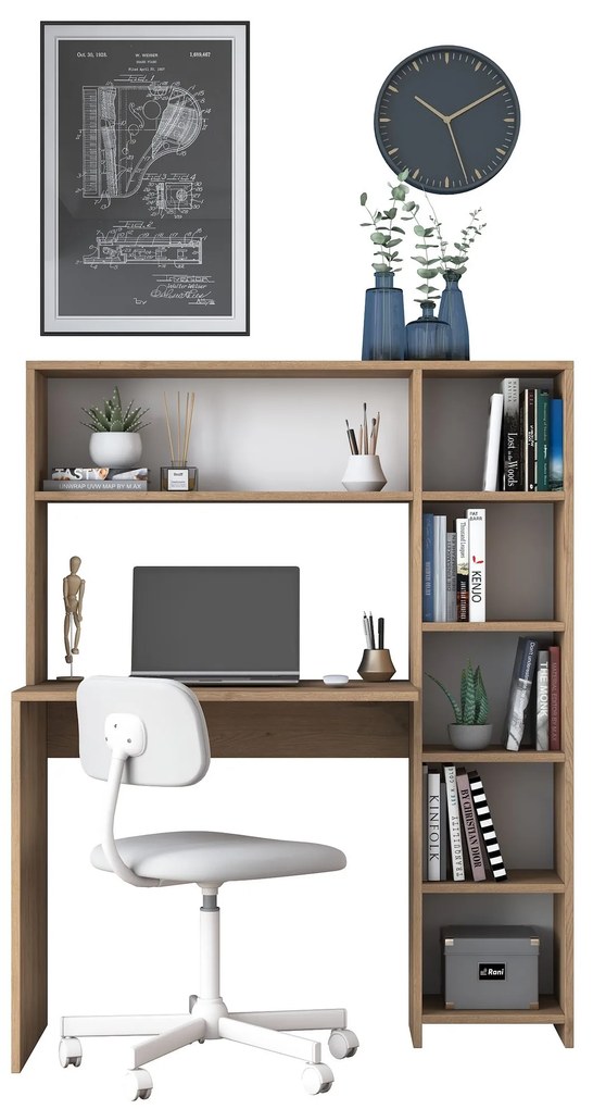 Psací stůl s regálem Hapos 113 cm dub přírodní