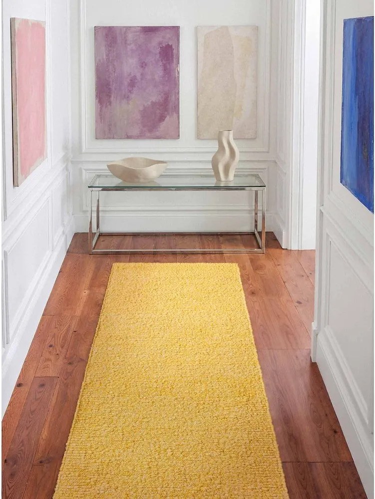 Žltý ručne tkaný behúň z materiálu buklé 80x200 cm Notting Hill Portobello – Ted Baker