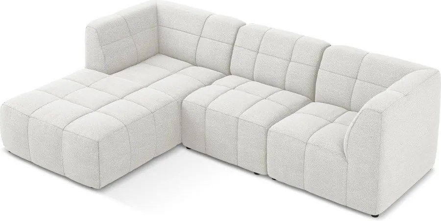 Biela rohová pohovka z textílie buklé (ľavý roh/s leňoškou) Aloha – Makamii