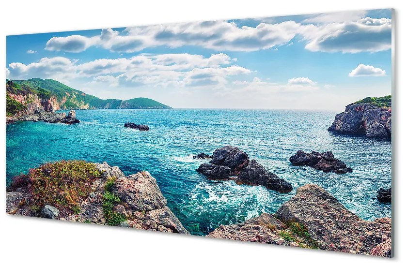 Obraz na akrylátovom skle Grécko morské hory 100x50 cm