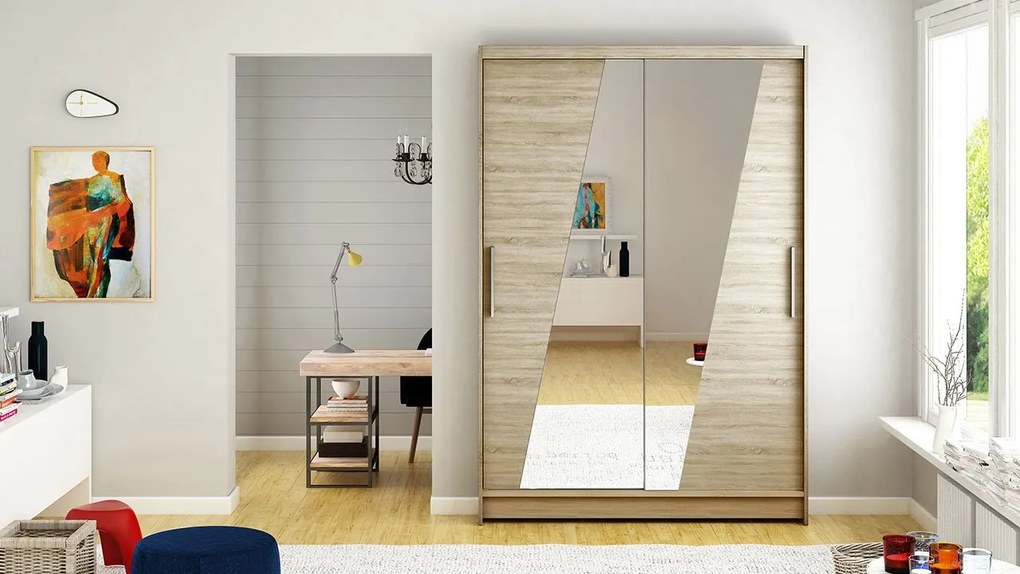 Posuvná skriňa Ada VIII, Farby: kašmír, Osvetlenie: osvetlenie LED RGB - farebné