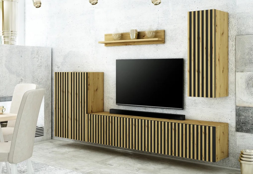 Obývacia stena MODERNA 2, dub artisan/čierna
