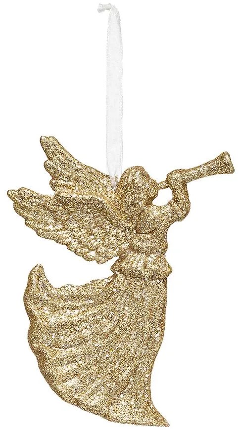 Ozdoba anjel zlatá 12 cm 176537