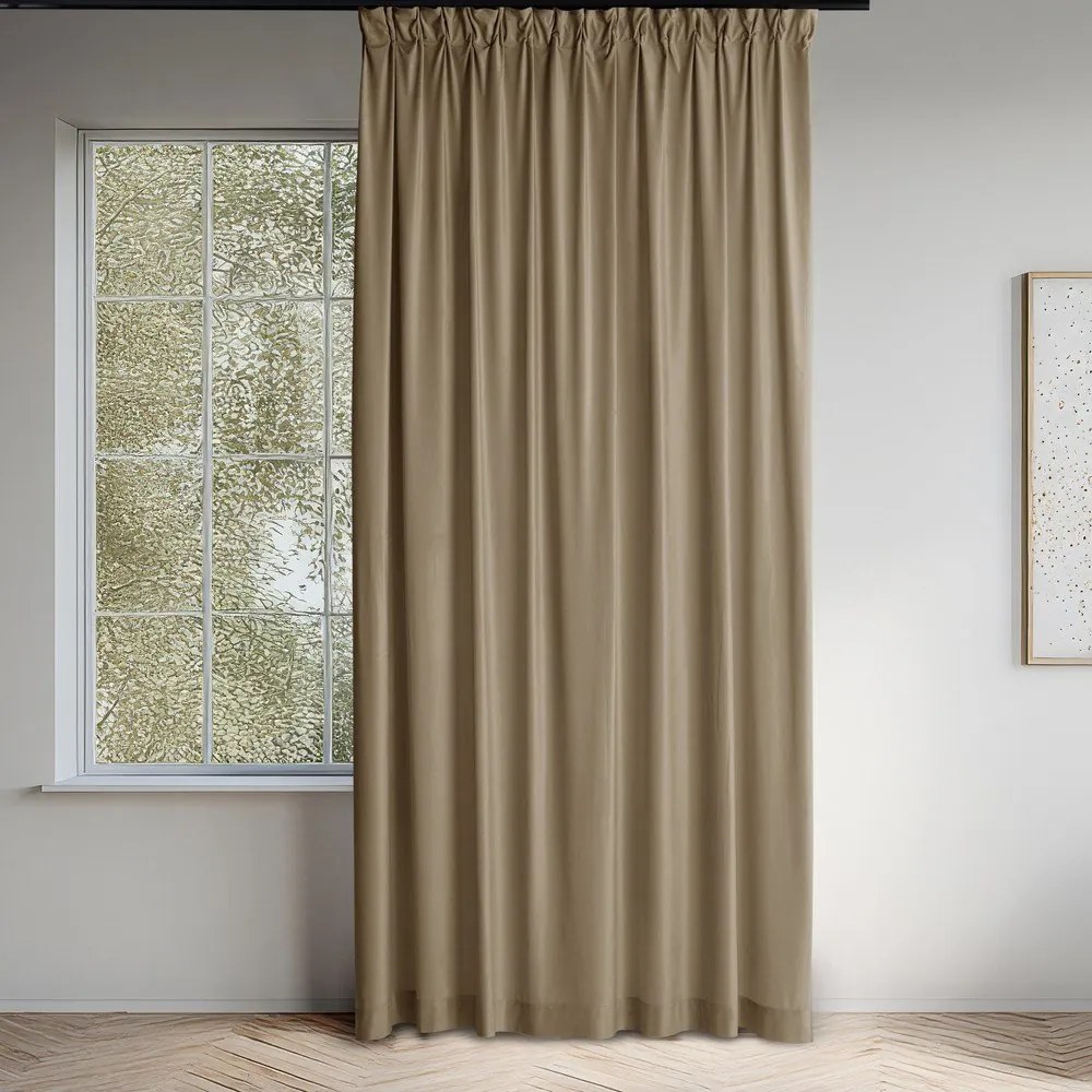 Béžový zamatový dimout záves 400x250 cm Velto – Filumi