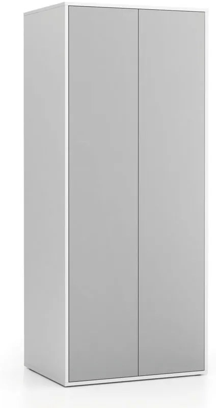 Kancelárska policová skriňa s dverami LAYERS, 800 x 600 x 1905 mm, biela / sivá