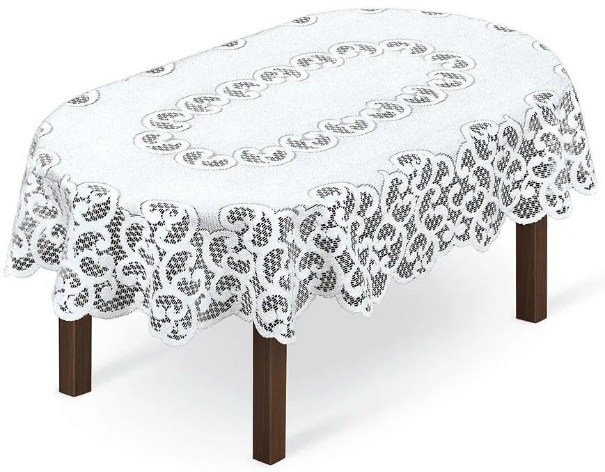 Žakárový obrus  250171 oválny 140X220 biely