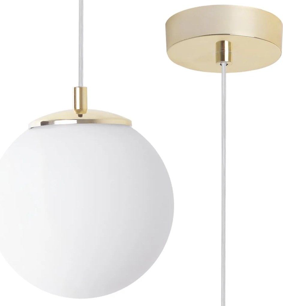 Závesné svietidlo Florence, 1x biele sklenené tienidlo, g