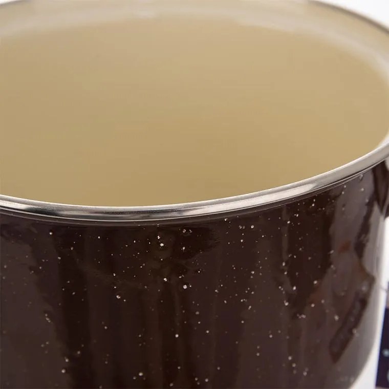 Smaltovaný hrniec s lemom a pokrievkou BROWN 2,5 l