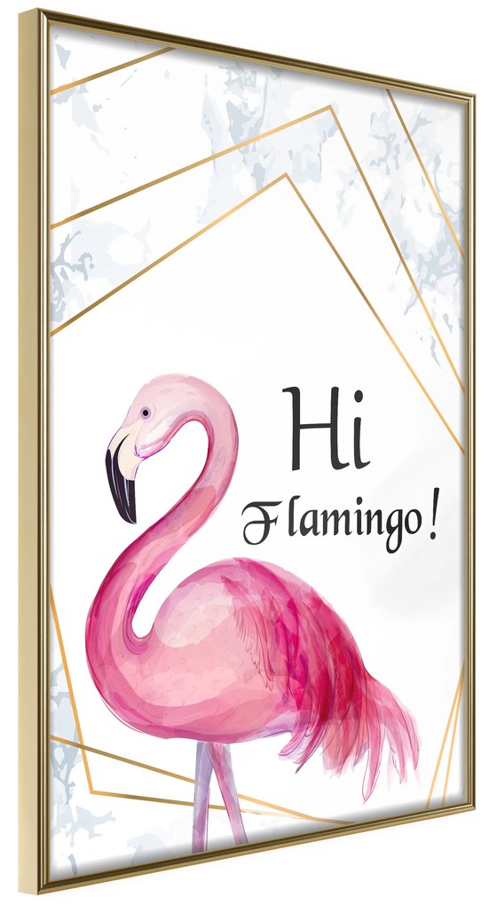 Artgeist Plagát - Hi Flamingo! [Poster] Veľkosť: 20x30, Verzia: Zlatý rám s passe-partout