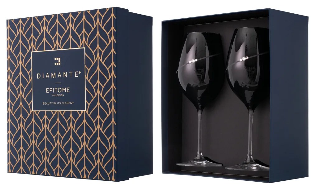 Diamante poháre na červené víno Silhouette City Black s kryštály Swarovski 470 ml 2KS