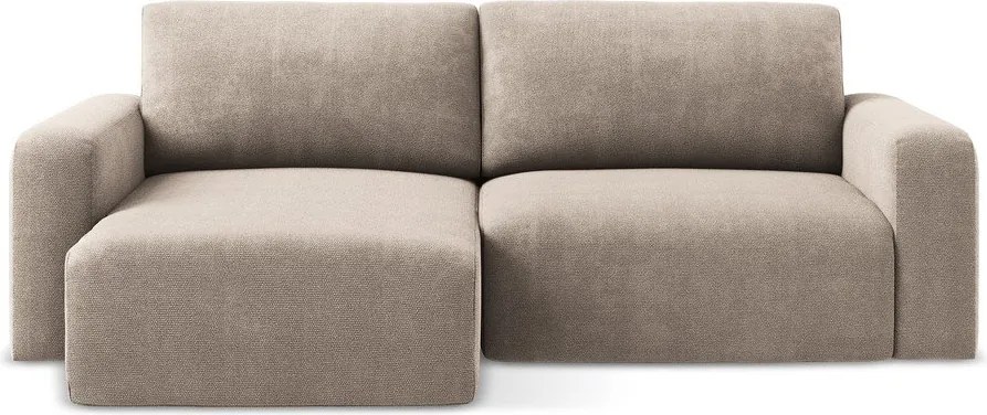 Béžová ženilková rozkladacia/s úložným priestorom rohová pohovka (ľavý roh/s leňoškou) Kona – Makamii