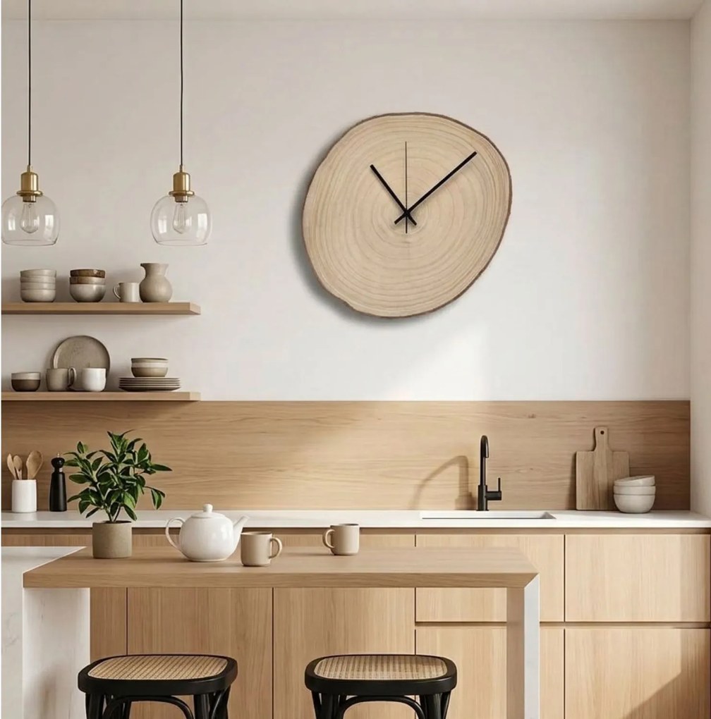 Nástenné hodiny z plátu dreva s letokruhmi a kôrou | KOR: Amber - 3072 26-29 cm 4801-115567 KOR001-29-AMBER