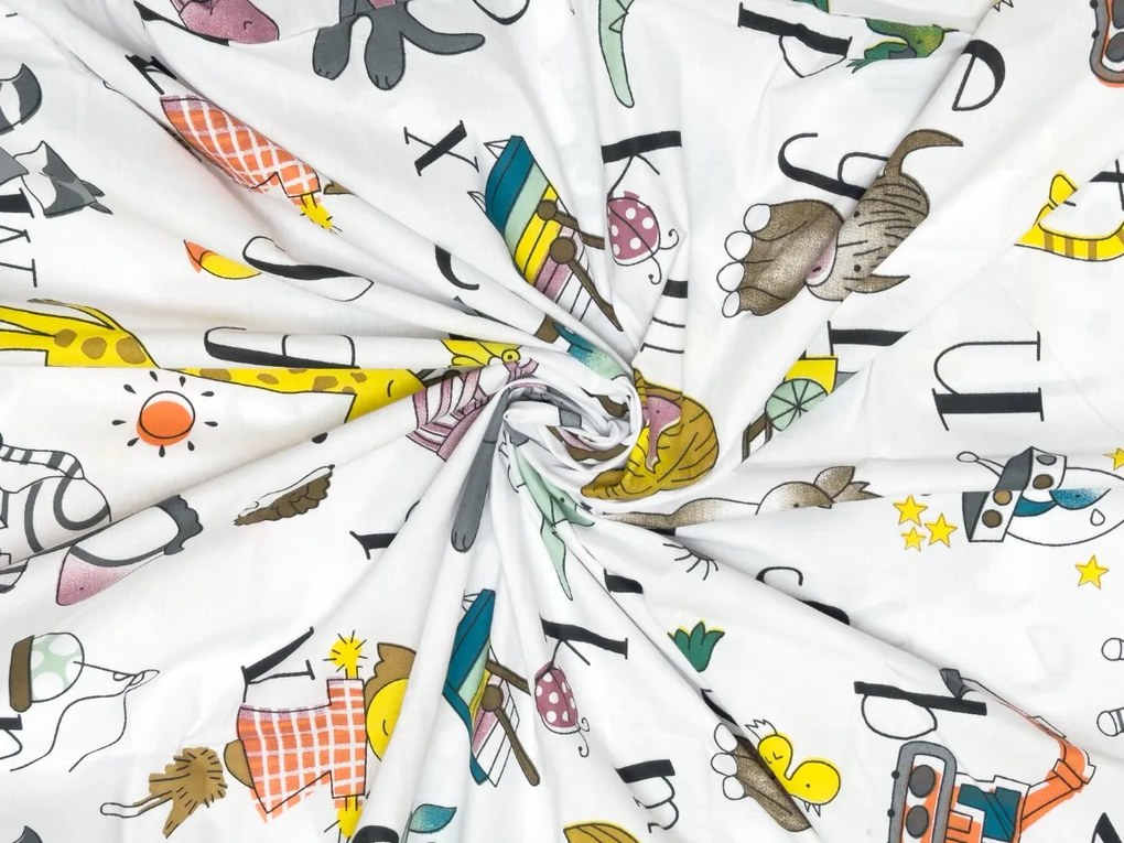 Sada 2 ks dekoračných obliečok na vankúš KIDS ALPHABET 40x60 cm, biela