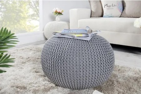 PUF pletený grey
