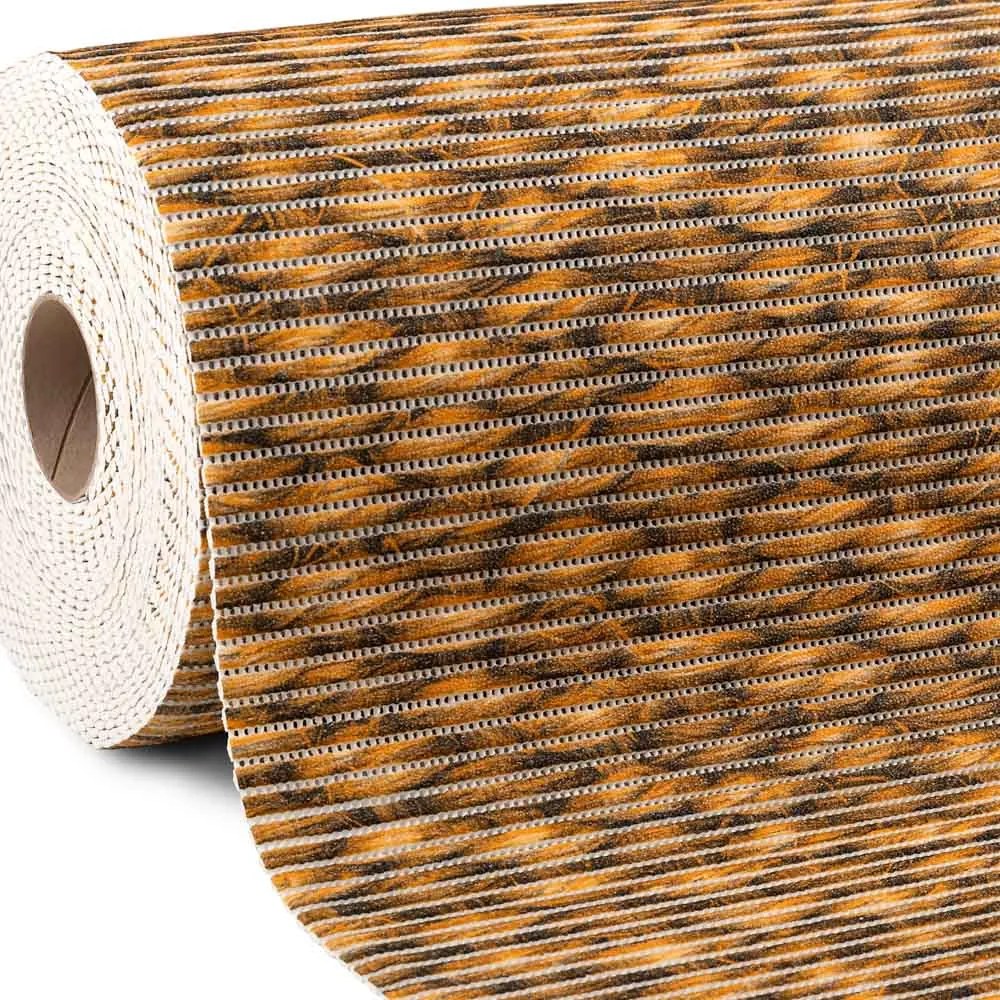 Kúpeľňová penová rohož / predložka PRO-093 Oranžovo-čierny pletený vzor - metráž šírka 65 cm