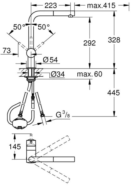 GROHE 32168000 - Drezová batéria A lesklý chróm