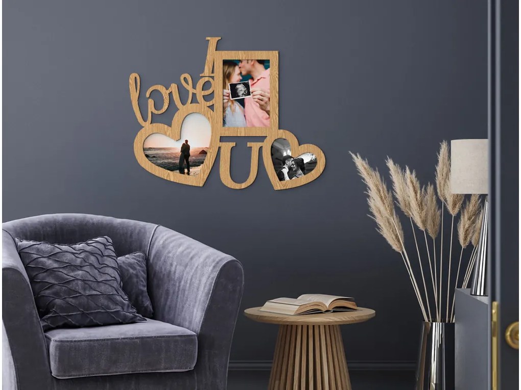 drevko Drevený fotorámik na stenu I love U Rozmer obrazu: 31 x 40 cm, Farba dekorácie: Čierna