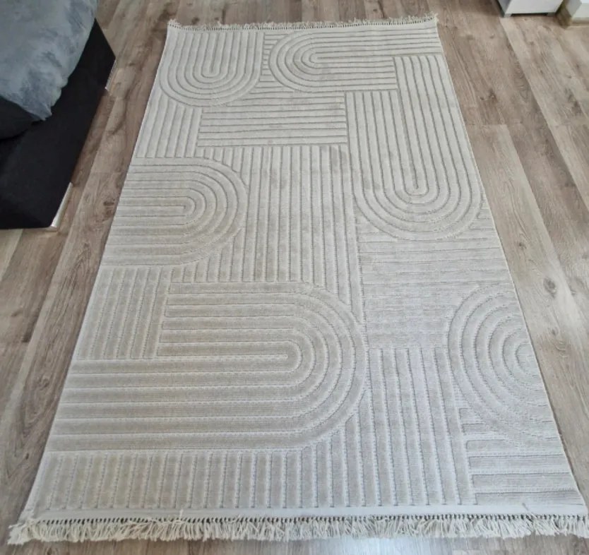 Moderný boho koberec TWIST BEIGE 31368A – béžový obdĺžnikový Rozmer: 120x170 cm