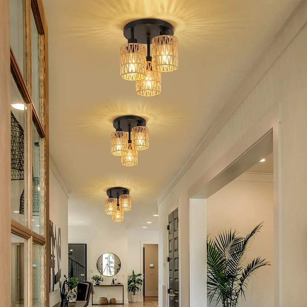 Toolight Toolight, stropné svietidlo 3xE27, APP1624-3C, hnedá-čierna, OSW-04127