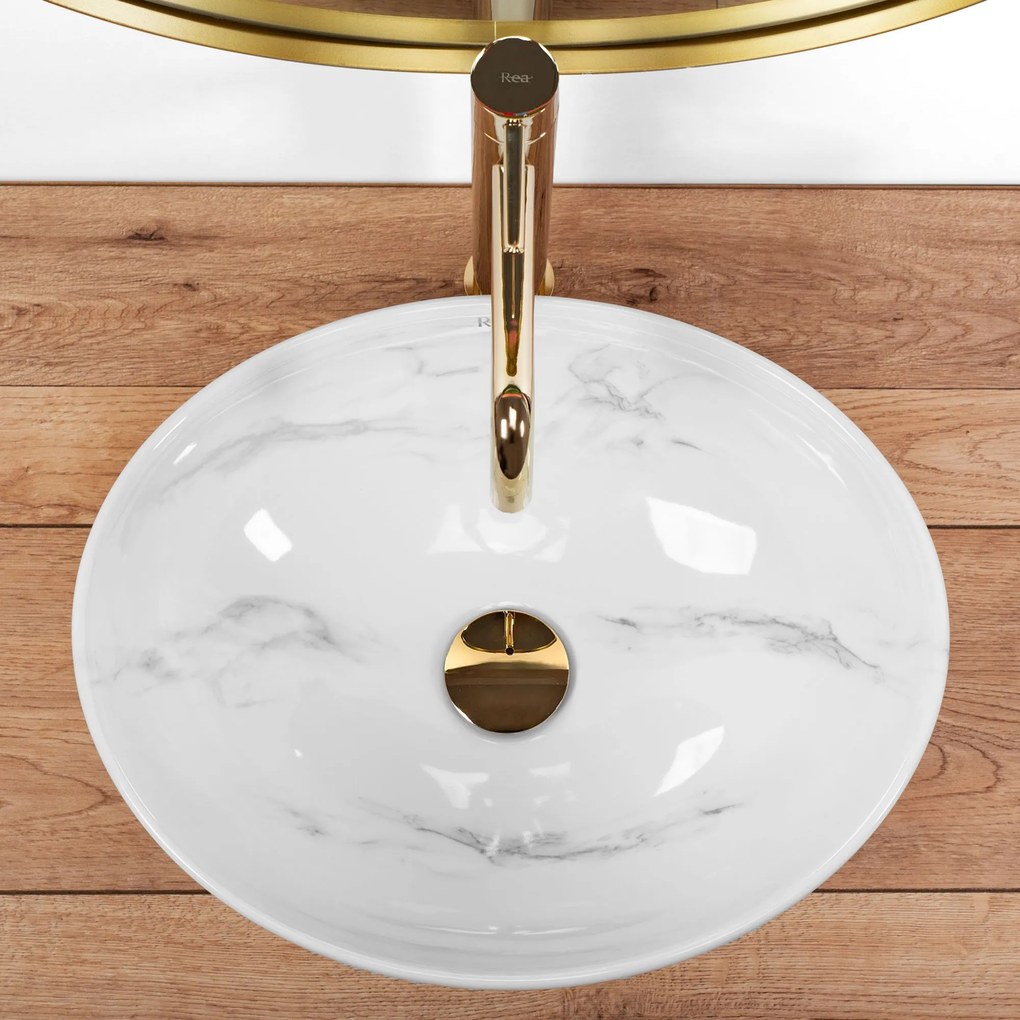 Rea Sofia Nature Marble, umývadlo na dosku 410x345x150mm, imitácia kameňa, REA-U6605
