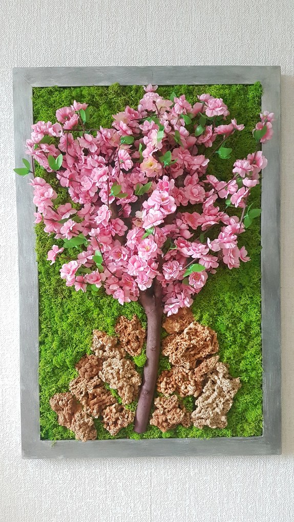 Machový obraz s kvetom 90cm x 55cm