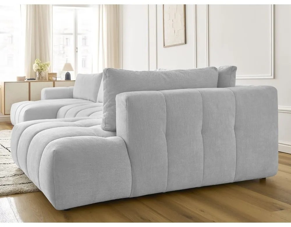 Svetlosivá rozkladacia/s úložným priestorom rohová pohovka (pravý roh/do tvaru "U") Fuji – Bobochic Paris