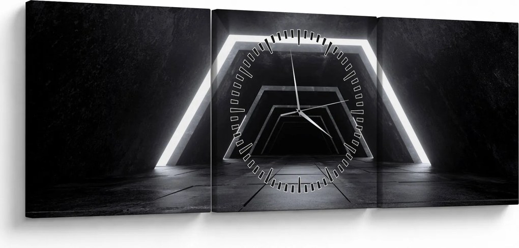 Obraz - Futuristický tunel (s hodinami) (90x30 cm)