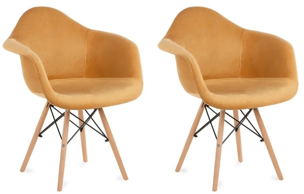 SADA 2x Jedálenská stolička NEREA 80x60,5 cm žltá/buk