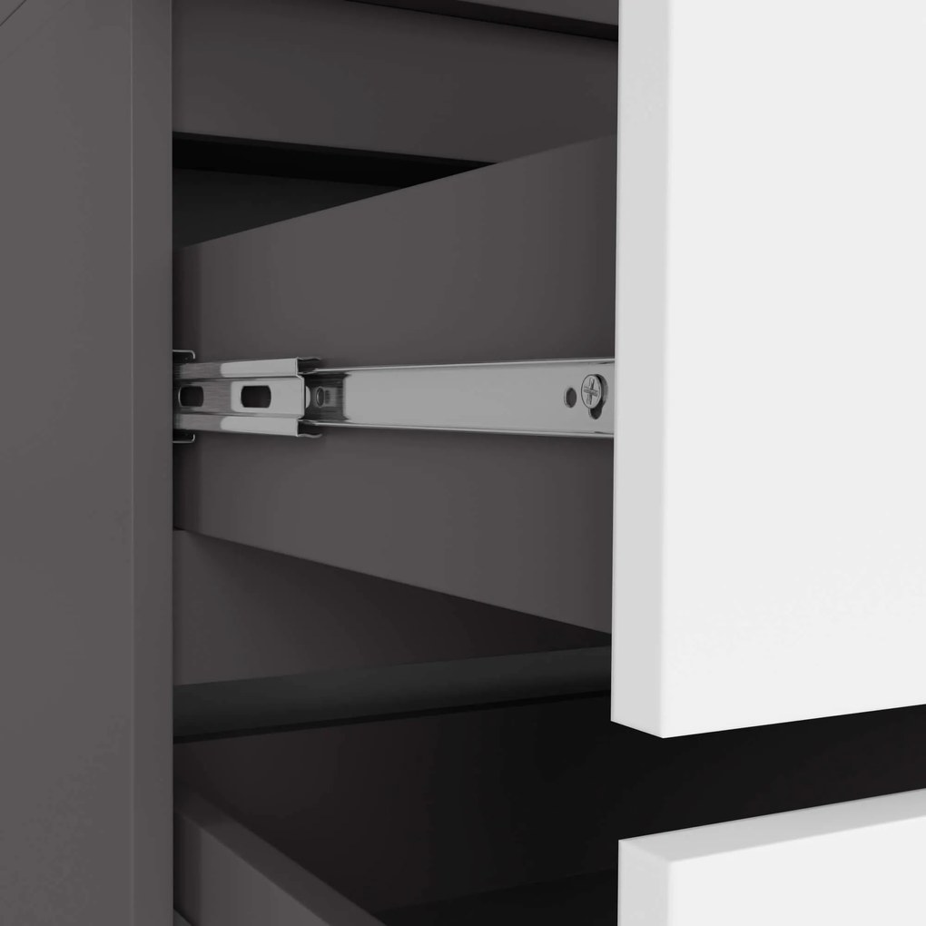 Šatní skříň CLP S 90 cm 2 dveře 2 zásuvky grafitově šedá/bílá