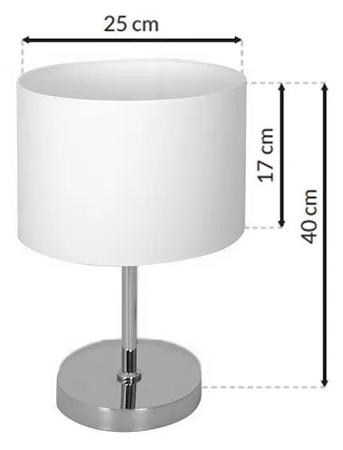 Stolná lampa Casino, 1x biele textilné tienidlo, ch