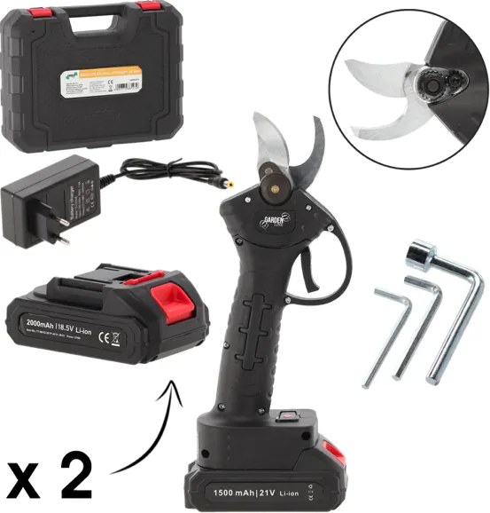 Akumulátorové nožnice na konáre 25 mm – dve batérie, nabíjačka, kufrík