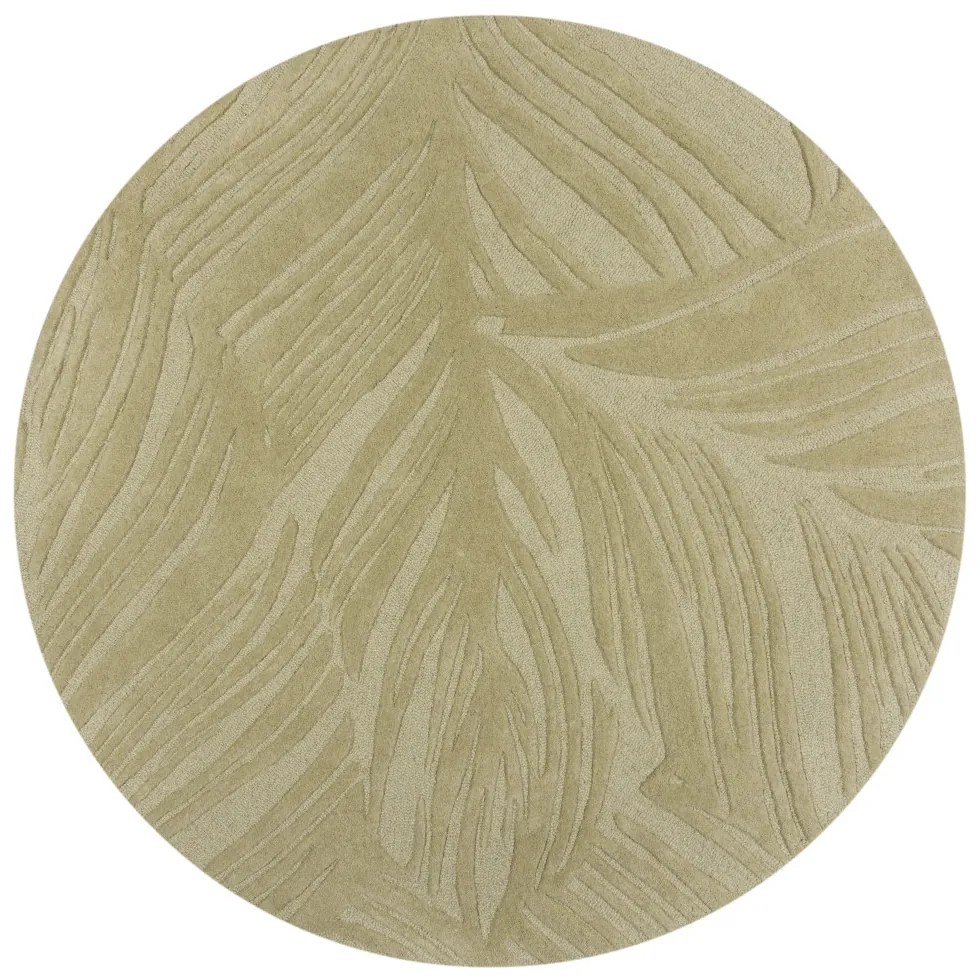 Kusový koberec Solace Lino Leaf Sage kruh, 160x160 (priemer) kruh, zelená, obývacia izba, Flair Rugs