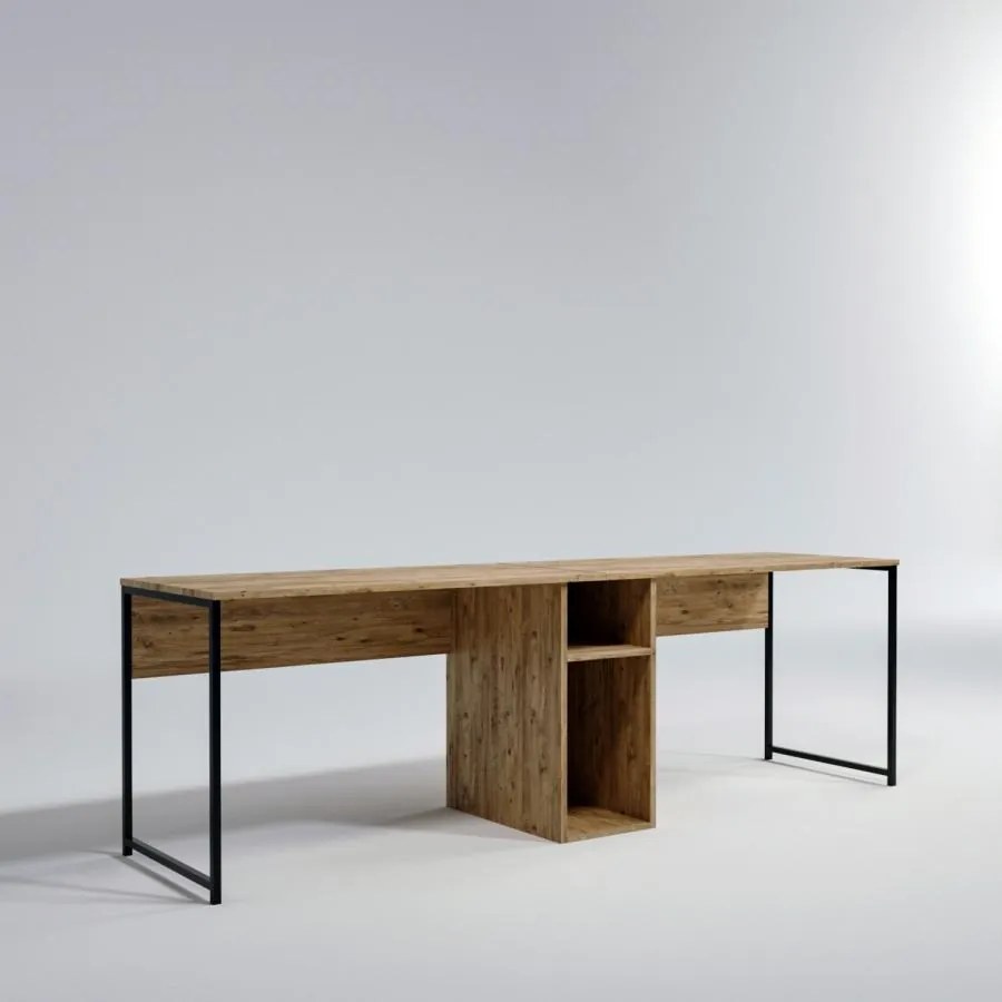 Hanah Home - Dizajnový pracovný dvojstôl IKILI 240 cm, MDF, dubová dýha
