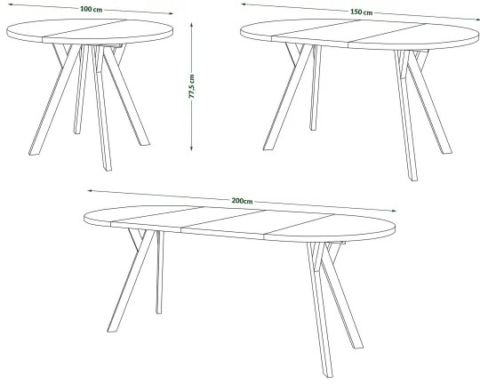 Rozkladací jedálenský stôl ARTUR dub artisan/čierna