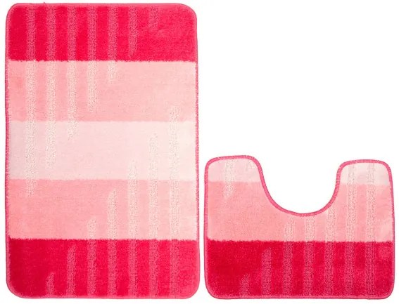 Sada kúpeľňových koberčekov VIC ružová, pruhy