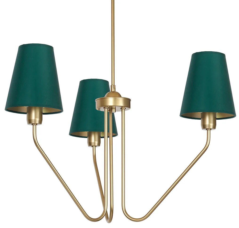 Luster Victoria, 3x zelené textilné tienidlo, g