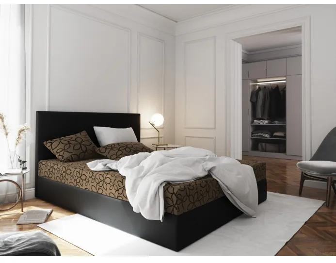 Manželská posteľ z ekokože s úložným priestorom 180x200 LUDMILA - čierna/hnedá