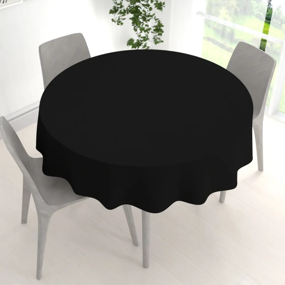 Biante Dekoračný okrúhly obrus Rongo RG-014 Čierny Ø 120 cm