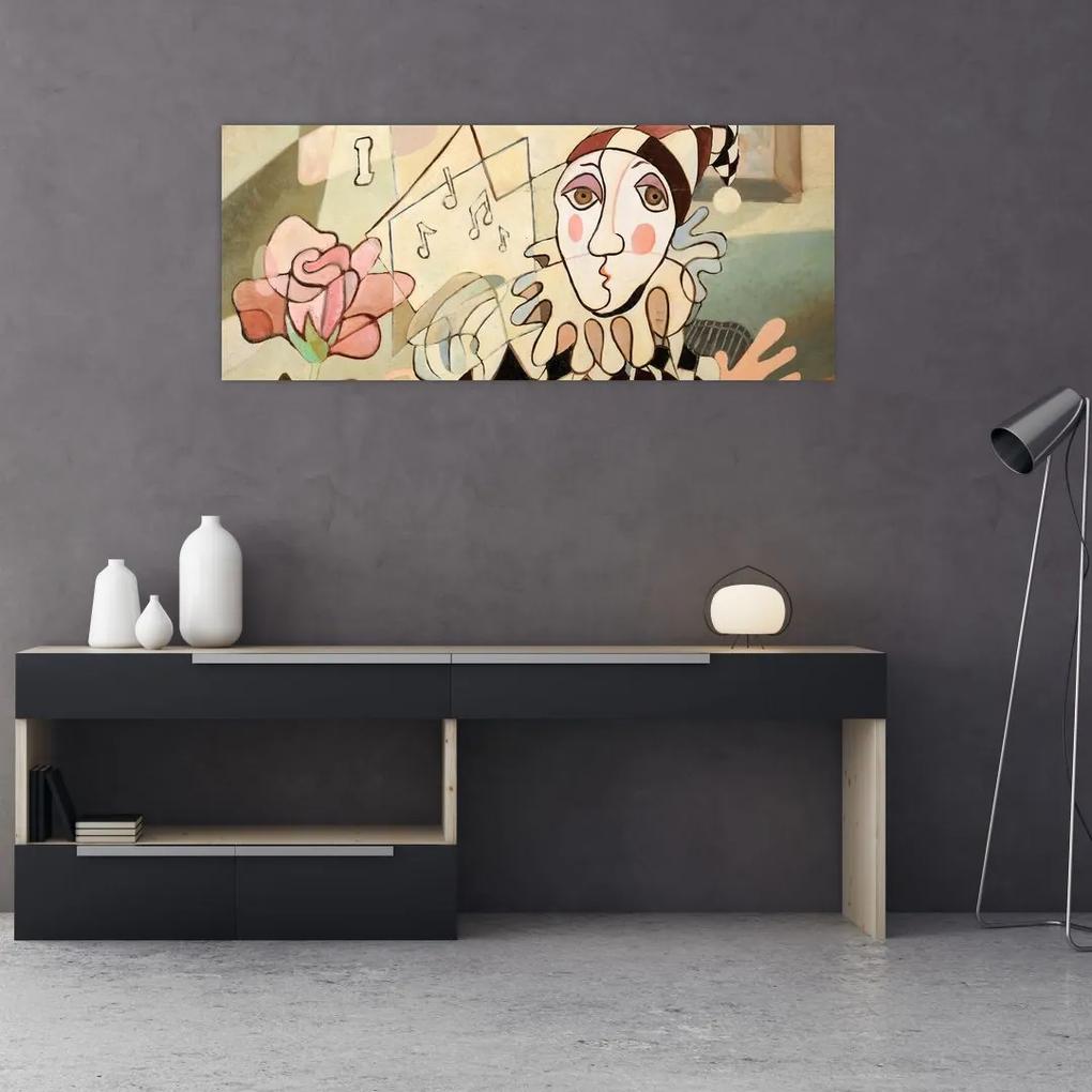 Obraz - Kubizmus - harlequin and rose (120x50 cm)